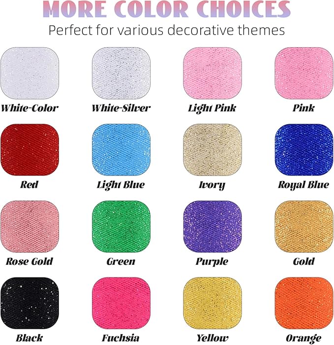 Glitter Tulle Rolls 6” by 50 Yards Sparkle Tulle Fabric Ribbon Sequin Tulle Netting Rolls for DIY Tutu Skirt Wedding Birthday Party Decoration (Black)