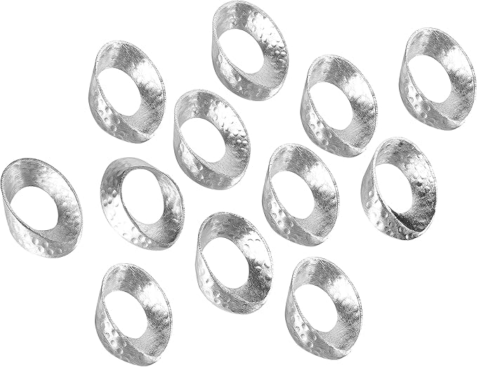 Mobius Metal Napkin Rings - 12-Pack Silver Art Deco Lightweight Metal Table Décor for Fall, Thanksgiving, Banquet, Christmas, Decor, Weddings, Dinner Parties & Everyday Use - ALPHA Living HOME