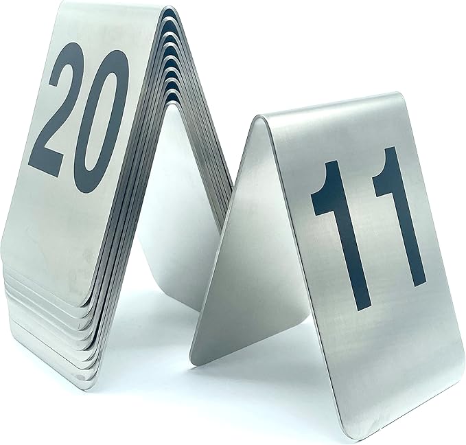 Metal Place Cards Stackable Tent Style Table Numbers,Place Card Holders for TRPG Wedding Party Restaurants Cafes Bars Gatherings Meeting Room Board Games (Black, Large 11-20)