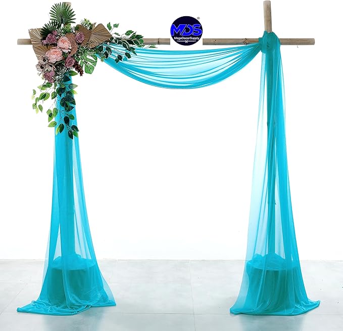 MDS Halloween Chiffon Draping Fabric - 1 Panel, 30" Wide x 75ft Long - Sheer Spooky Arbor & Canopy Drapery for Haunted House Backdrops, Party Ceilings, DIY Costumes & Themed Events - Peacock Blue