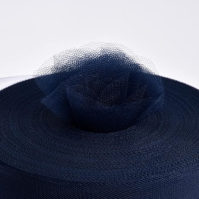 Tulle Fabric Roll, 6” by 200 Yards (600FT) Tulle Organza Fabric Spool for DIY Tutu Skirt Baby Shower Decor Wedding Backdrop Crafts Birthday Party Supplies(Navy Blue)