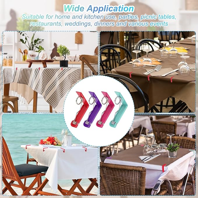 uxcell 4 Pack Tablecloth Clips, Stainless Steel Table Cloth Cover Clamps, 2.87" x 2.36" Windproof Holder Clips for Home Party Picnic Wedding Camping Dining Tables, Green