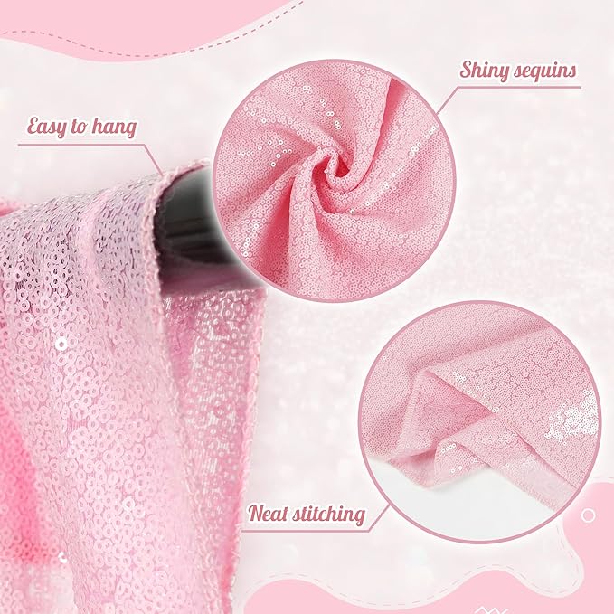 PartyDelight Sequin Backdrop Pink 6FTx6FT Wedding Curtain Special Events Party