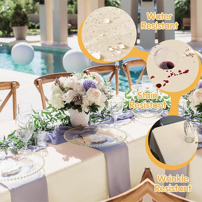 BRILLMAX 10 Pack Beige Tablecloths 70 x 120 Inch for 6ft or 8ft Rectangle Tables - Rectangular Bulk Linen Polyester Fabric Washable Cloth Cover for Wedding Reception Banquet Birthday Party
