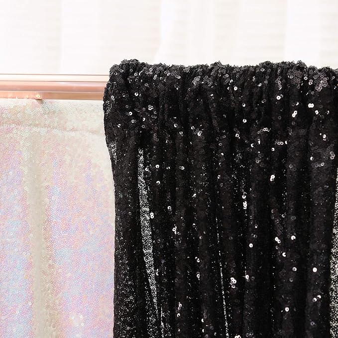 Poise3EHome 6FT x 8FT Black Sequin Photography Backdrop Curtain for Party Decoration