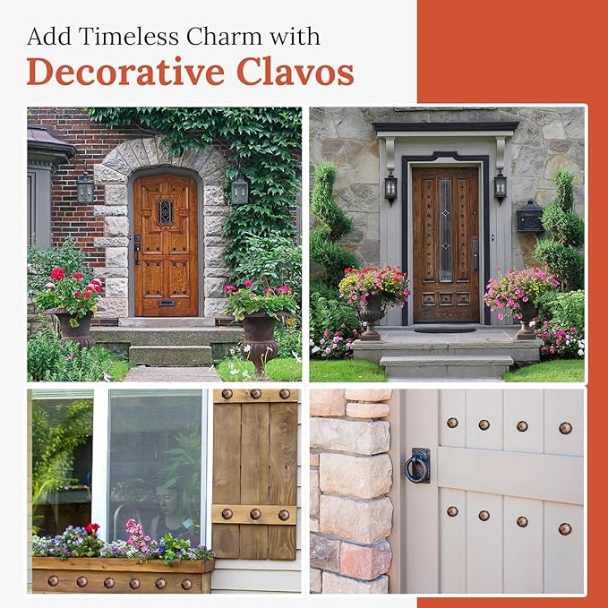 50 Pack 1.5" Round Head Iron Clavos Decorative Nails – Oil Rubbed Bronze – Handmade Rustic Round Fasteners for Farmhouse Shutters, Faux Wood, Barn Doors, Shutters, Gates – Ornamental Wood Accent