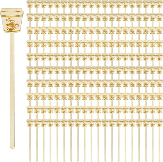 200 Pieces Wooden Coffee Stirrers, 6 inch Disposable Coffee Stir Sticks, Hot Drink Beverage Stirring Swizzle Stir Stick Coffee Mixer for Coffee, Milk, Juice, Cocktail, Chocolate