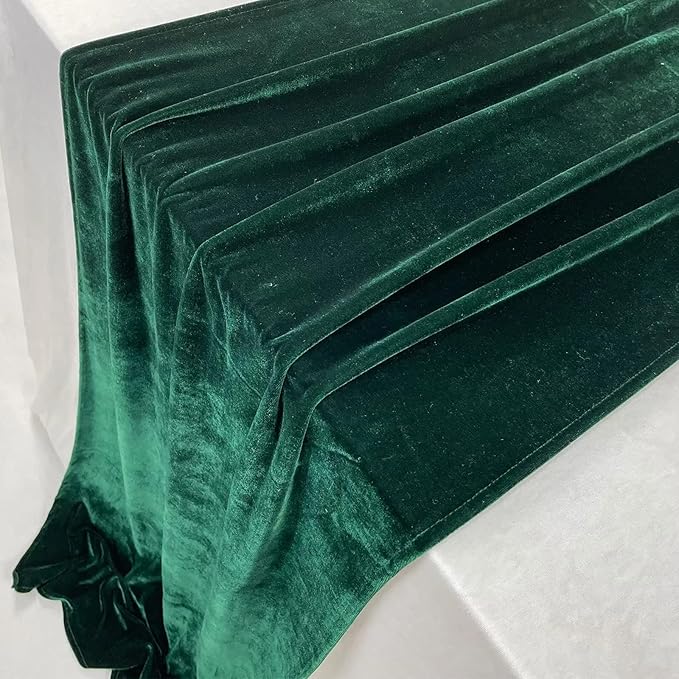Luxurious Velvet Table Runner, 10ft Wedding Reception Decorations, 20x120inch Soft Velvet Fabric, Table Linen Overlay, Wedding Table Runners (Emerald Green, 20X120inch, 5pack)