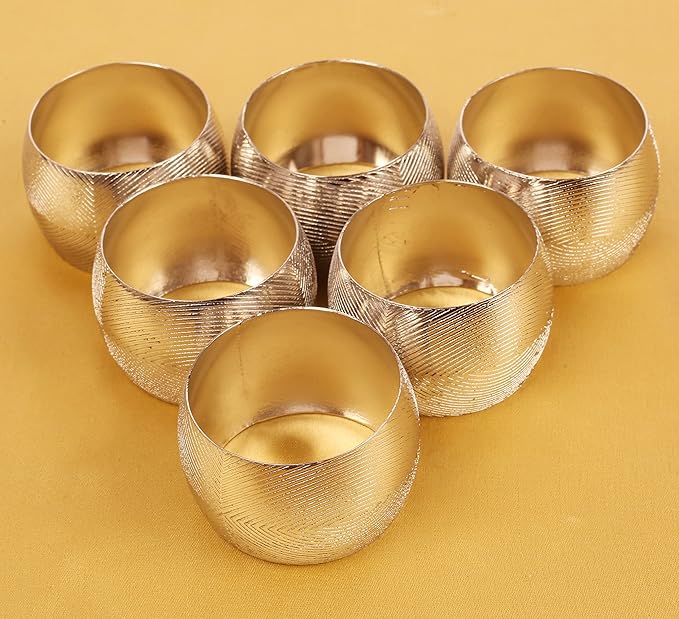 Brass Base Handcrafted Beautiful Attractive Look Large Size Party Dining Table Napkin Holders in Silver Tone. (Set of 6).