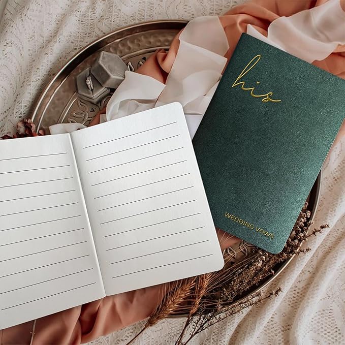 Vow Books His and Hers Wedding Vow Books with Soft Touch Gold Foil Engraving Wedding Essentials Wedding Accessories(XZ-HH-Sage)