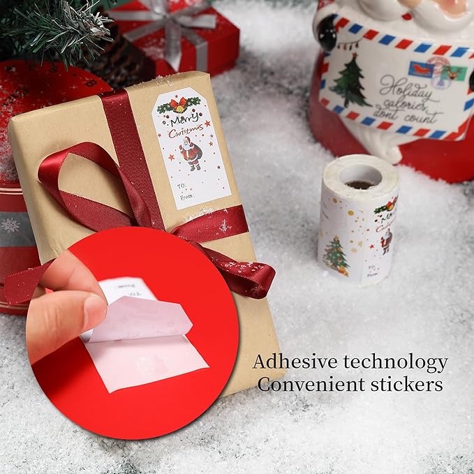 300 Pieces Christmas Gift Tags Sticker Name Tags for Christmas Presents Gift Labels (Inches, 3 x 1.6)