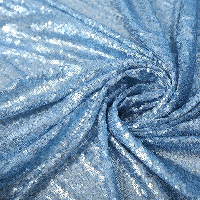 Poise3EHome 2Pcs 3Ft x 8Ft Baby Blue Sequin Backdrop Curtain, Glitter Photography Background, Sequence Xmas Thanksgiving Backdrop for Wedding Party Holiday Festival Decor