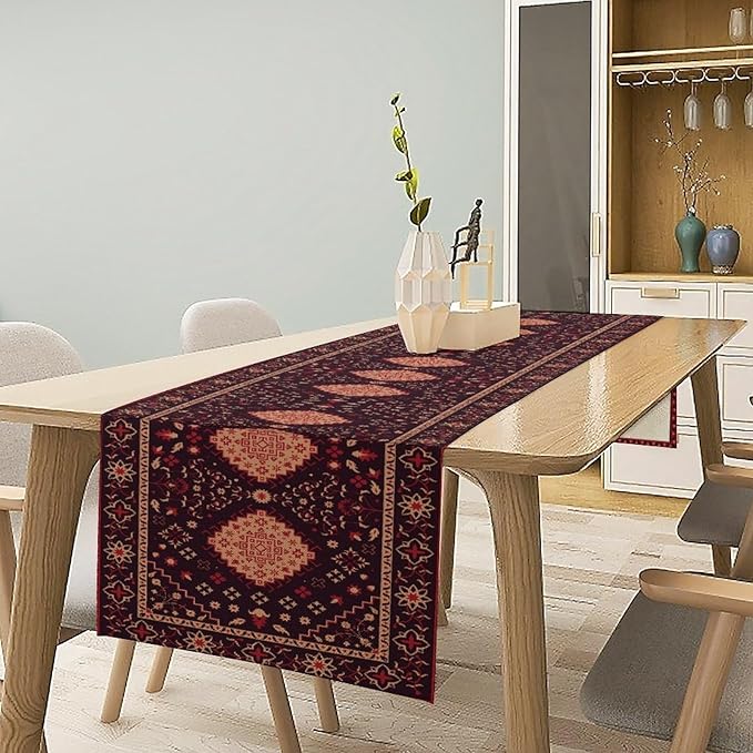 Vintage Boho Aztec Table Runner, Rustic Farmhouse Magical Kitchen Dining Home Party Table Decor 13x36in