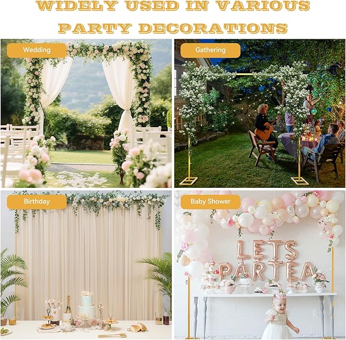 Wedding Arch Backdrop Stand Square 8.2FT Heavy Duty Metal Frame, Balloon Arch Stand Adjustable Photo Booth Decor for Baby Showers, Halloween Parties, Birthdays, Anniversaries