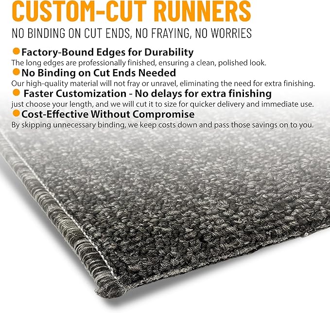 Ottomanson 2'7" x 24' Ultra-Thin Hallway Runner Rug - Durable Non-Slip Carpet for High-Traffic Areas - Fits Under Doors for Seamless Entry - Ideal for Kitchen, Entryway, Bedroom & Living Room, Black