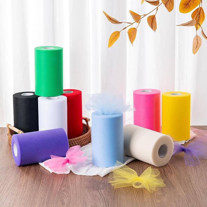 Gold Tulle Fabric Rolls 6 Inch by 100 Yards (300 feet) Tulle Roll Spool Fabric for DIY Tutu Skirt Baby Shower Birthday Party Wedding Decorations Christmas Craft Supplies (Gold)