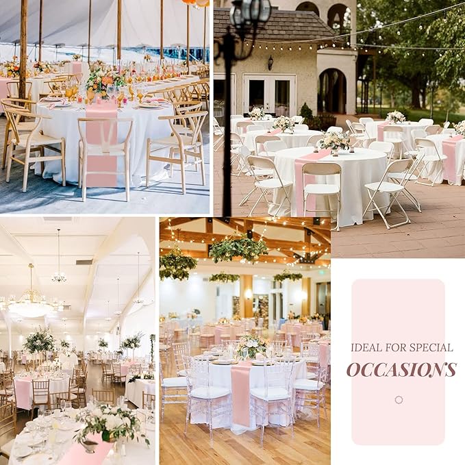 12 Pack Rose Gold Satin Table Runner,12 x 108 inch Long Premium Smooth Table Runner for Wedding, Banquets, Birthday, Party, Graduation, Engagements,Table Runners fit Rectangle and Round Table