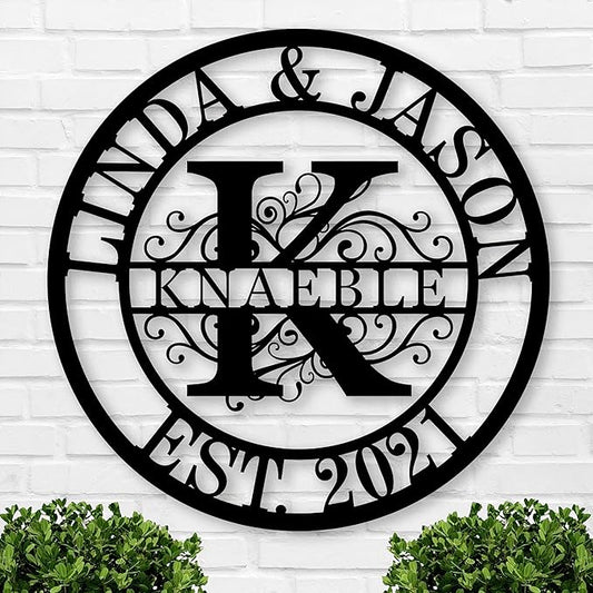 Personalized Metal Name Signs, Split Letter Monogram Wall Decor, Custom Last Name Sign, Family Name Sign for Outdoor, Personalized Wedding Gift, Garden Decor, Metal Wall Art, Housewarming Gift (MonogramDesign_8)