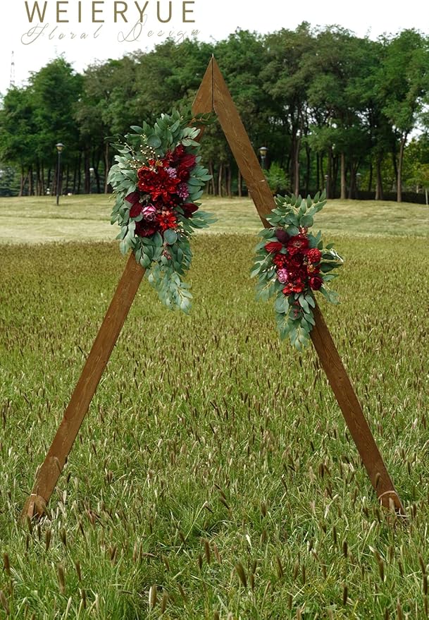Artificial Wedding Arch Flowers Kit(Pack of 2) for Wedding Arch, Bridal Shower, Ceremony and Reception Backdrop Decoration (Burgundy)