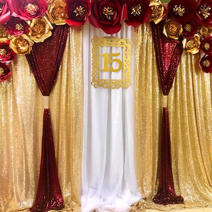 JYFLZQ Burgundy Sequin Backdrop Curtains 10ft x 10ft 1 Panel Glitter Photo Booth Backdrops Sparkly Photography Background Drapes for Parties Wedding Bridal Showers