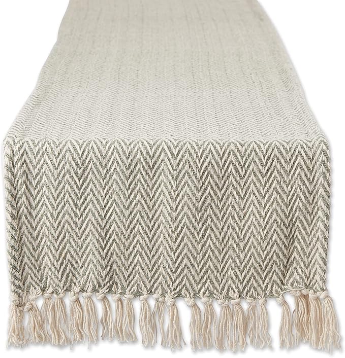 DII Woven Basic Tabletop Collection, Chevron Table Runner, 15x108, Artichoke