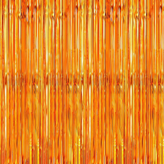 Crosize 2 Pack Foil Fringe Curtains Party Decorations, Orange Tinsel Curtain Backdrop for Parties, Door Streamers, Glitter Streamer Fringe Backdrop for Birthday Decoration