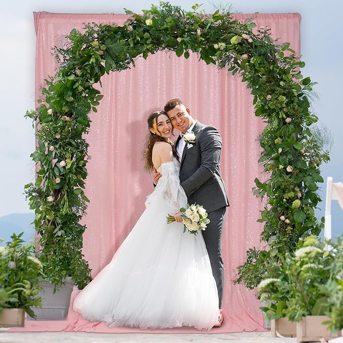 PartyDelight Sequin Backdrop Pink 10FTx10FT Wedding Curtain Special Events Party