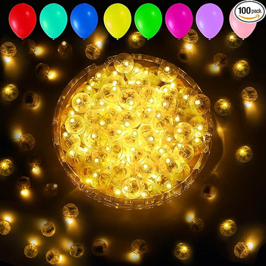 Aogist 100pcs Balloon Lights,Long Standby Time Waterproof Twinkle Mini Light,Battery Powered,Round LED Ball Lamp for Balloon Paper Lantern Party Wedding Christmas Halloween Decorative,Warm White-Flash