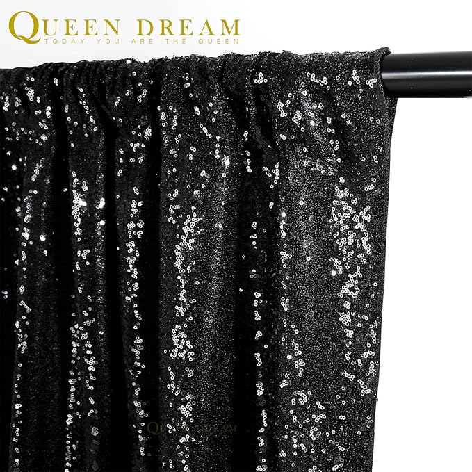 Black Backdrop for Graduation Decorations: 2ftx8ft Black Sequin Halloween Backdrop Curtains Panels Wedding Ceremony Party Home Decorations 3 Packs