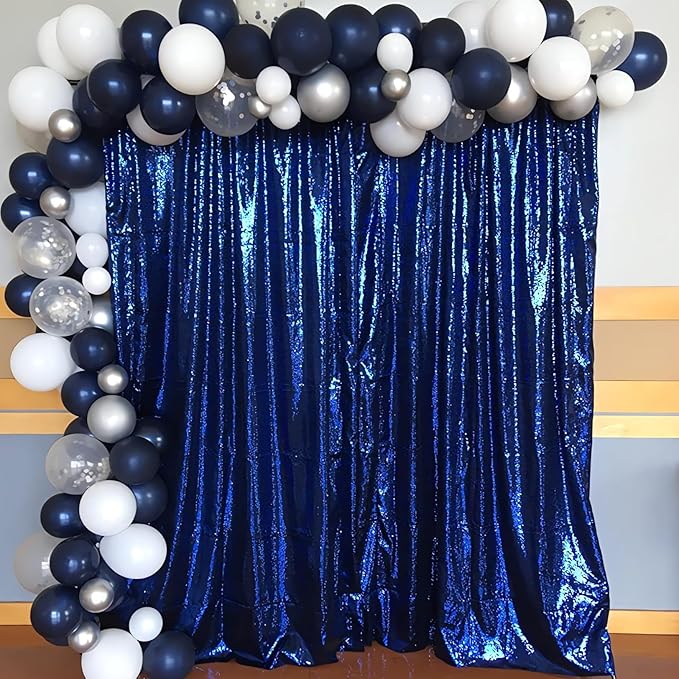ShiDianYi 8ft X 8ft, Ready to Dispatch,Navy Blue Sequin Backdrops, Navy-Blue-Sequin Photo Booth Backdrop, Party Backdrops,Wedding Curtains, Sparkling Photography Prop