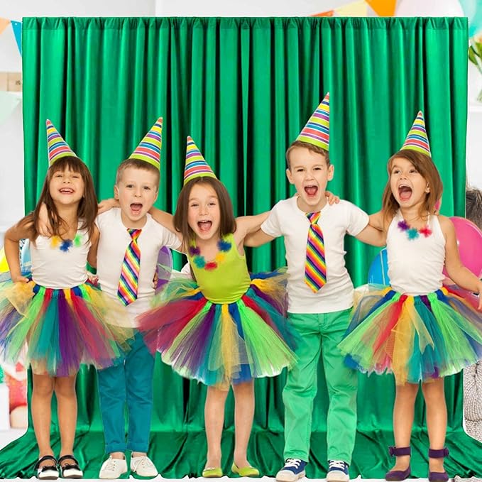 2 Panels Deep Green Backdrop Curtain, 10 x 10 Feet Background Curtains for Parties, Weddings, Baby Showers, Bachelorette Halloween, Christmas Birthday Party Photoshoot Backdrop Curtains Decorations