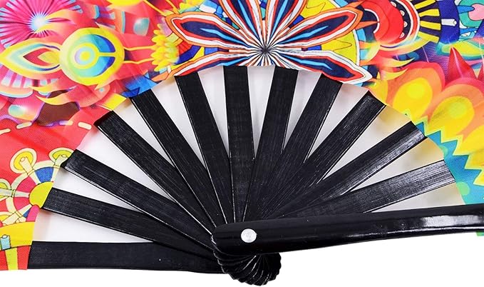 Amajiji Large Folding Hand Rave Fan Popping Fan for Line Dancing Clacking Fans for Boots On The Ground Dance,Party,Decoration,Festival (Dream Ｆlower)