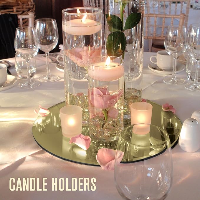 Houseables Gold Mirror Centerpieces For Tables, Round Mirrors For Centerpieces, Mirrored Trays, Round Table Plate Tray, Circle, Glass Charger, Wedding, Center Piece, Small, Base, Candle, 10 Inch, 12PK