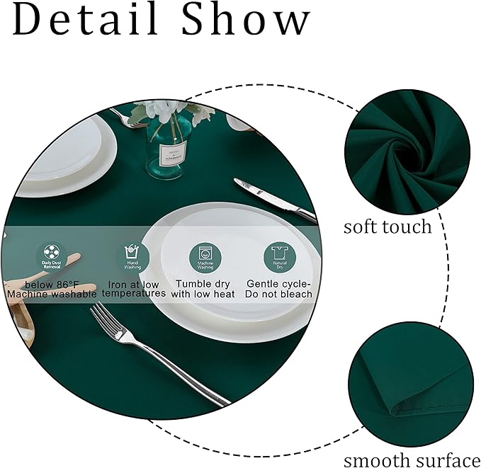 Fitable Rectangle Tablecloth Stain and Wrinkle Resistant Washable Polyester Table Cloth for Buffet Parties and Camping (60x120 inch, Green)