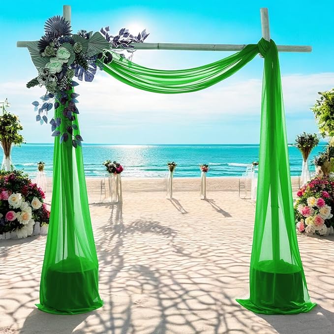 MDS Halloween Chiffon Draping Fabric - 2 Panel, 30" Wide x 75ft Long - Sheer Spooky Arbor & Canopy Drapery for Haunted House Backdrops, Party Ceilings, DIY Costumes & Themed Events - Green