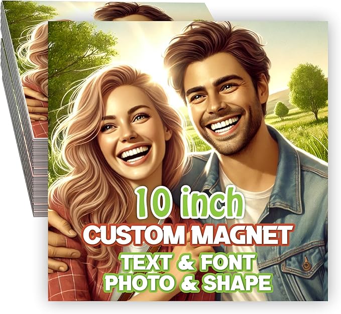 KETABAO – 10" Personalized Car and Refrigerator Square Photo Magnets - Create Customized Photo Magnets for The Office and Kitchen