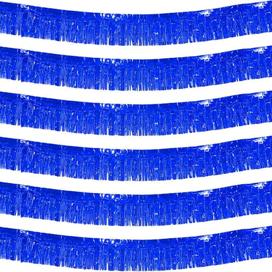 We Moment 6 Pack 10 Feet Blue Foil Fringe Garland Streamers Metallic Tinsel Banner Wall Hanging Fringe Curtain Glitter Backdrop Banner for Parade Floats Birthday Bachelorette Blue Party Decorations