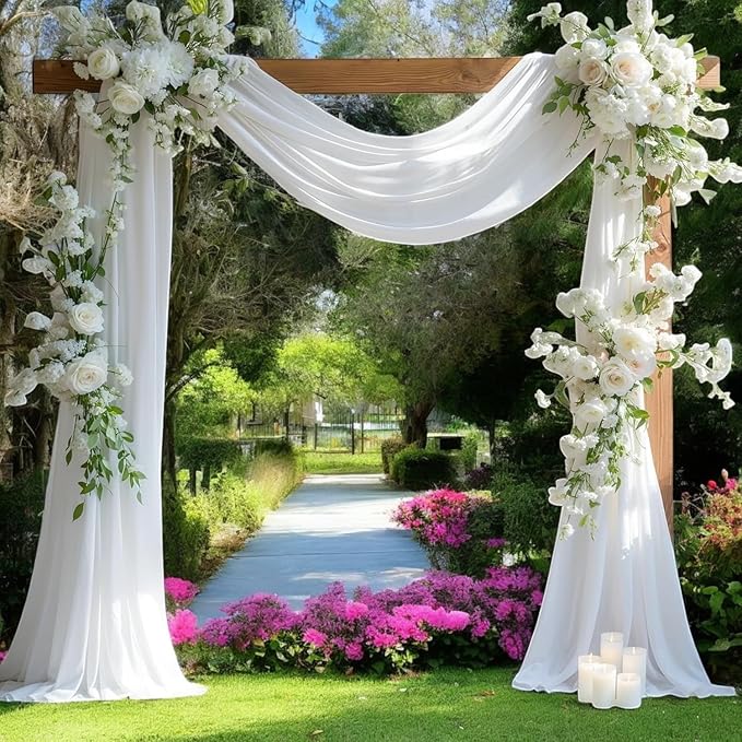MDS Halloween Chiffon Draping Fabric - 1 Panel, 30" Wide x 30ft Long - Sheer Spooky Arbor & Canopy Drapery for Haunted House Backdrops, Party Ceilings, DIY Costumes & Themed Events - White