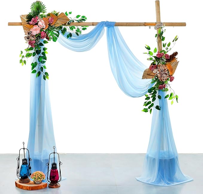 VDS Pack of 1 Panel (30 Inch X 40 Feet) Wedding Arch Draping Fabric Sheer Chiffon Fabric Drapery for Wedding Ceremony Reception Swag Backdrop Canopy Chuppah ARBO Altars Decoration (Turquoise)