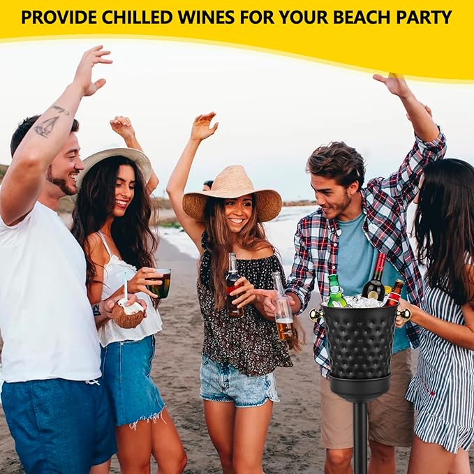 Champagne Bucket with Stand,5L Ice Bucket with Stand,Wine Chiller Bucket,Stainless Steel Champagne Stand for Wedding KTV Club BBQ Party Home Outdoor Black