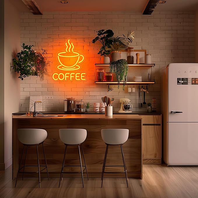 Coffee Neon Sign for Wall Decor, Dimmable USB Powered Bright Led Signs for Business Acrylic LED Neon Coffee Light up Sign for Shop Station Art Decor Party Decorations (15.7 * 12.8inches)