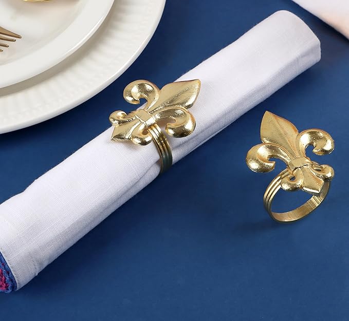 Gold Napkin Rings - Set of 12 | Elegant Metal Serviette Holders for Cloth Napkins | Durable & Reusable Table Decor for Dining, Weddings, Parties, Holidays & Special Events - ALPHA Living HOME
