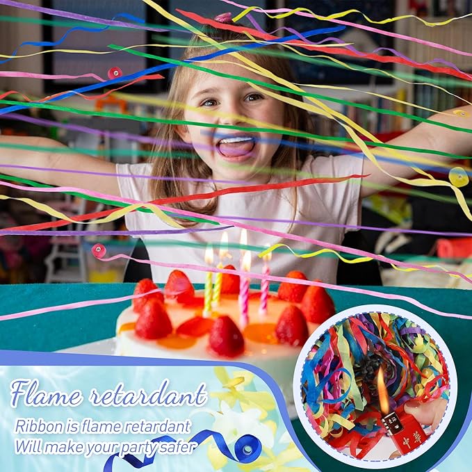 No Mess Streamers Poppers,24Pack Colorful No Mess Confetti Party Poppers for Birthday,Wedding,Celebrations,School Opening,Graduation,Retirement Party (blue multicolor 24pack)