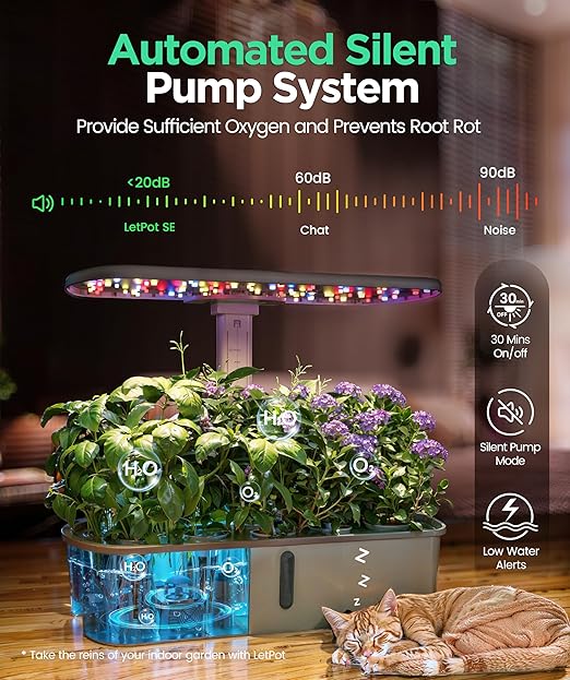 LetPot LPH-Air Hydroponics Growing System Kits, APP & WiFi Controlled Smart Indoor Garden with Adjustable 24W Grow Light Full Spectrum, 10 Pods Planter Indoor Gardening for Gifts, Kitchen, Vegetable