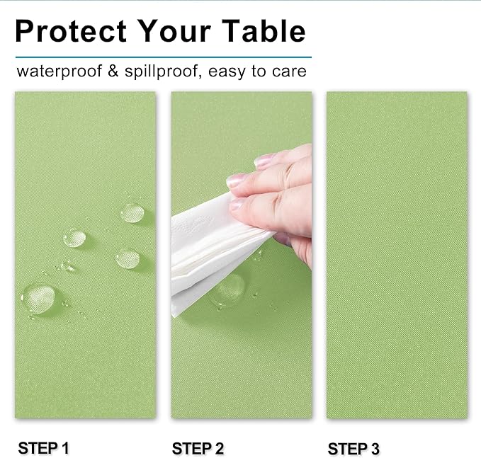 Hiasan Light Sage Square Tablecloth - Waterproof and Spillproof Restaurant Washable Polyester Table Cloth for Dining Room, 54 x 54 Inch