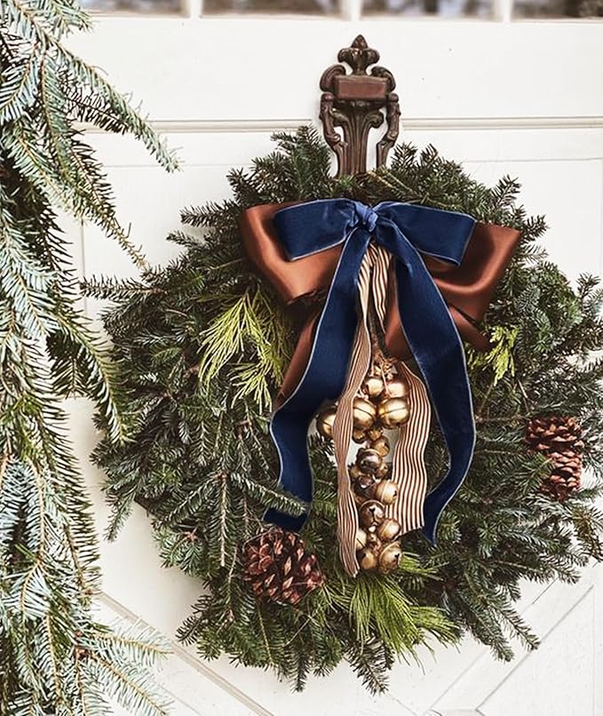 Navy Blue Christmas Velvet Ribbon for Tree, Gift Wrapping, Flower Bouquet, Wreath Decorations, Bow Making 1'', 25 Yards