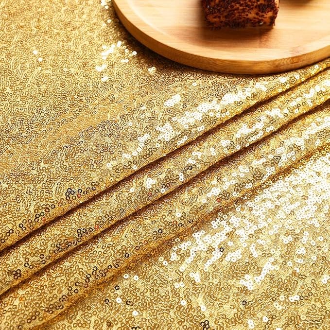 SquarePie Sequin Backdrop 8FT x 8FT Gold Curtain Background for Wedding Party Decoration