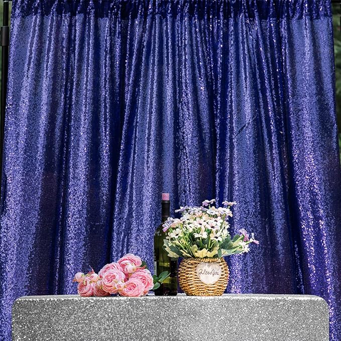 Navy Blue Sequin Backdrop Curtains 1 Panel 10FTx10FT Glitter Navy Blue Photo Backdrop Drapes Party Wedding Baby Shower Curtain Sparkle Photography Background Backdrop