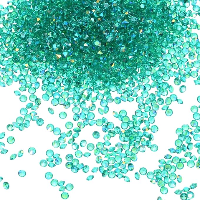 14400-Pack Acrylic Diamonds, 0.12 Inch/3mm Wedding Table Scatter Confetti Crystals for Vase Fillers/Art Craft, Acrylic Diamonds Gems [Peacock Blue AB]