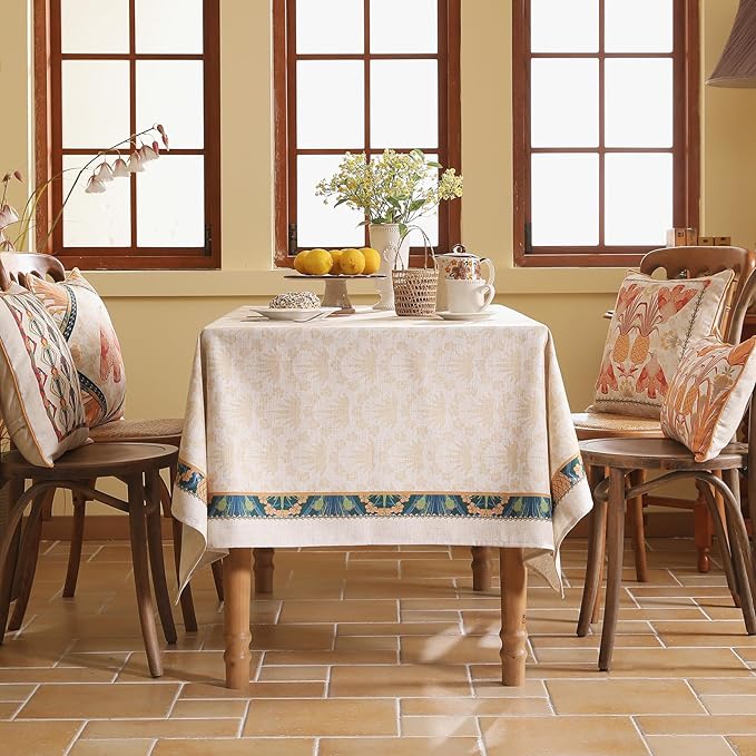 patdrea Designer Extra Long Rectangle Linen Table Cloth,Vintage Anti-Wrinkle Tropical Style Tablecloth,Decor Table Cover Cloth for Kitchen Dining Christmas,Thanksgiving,67"x118"-Pineapple a